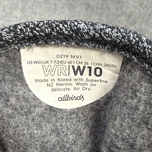 Allbirds Shoes Womens Size 10 Wool Runners WR Grey White Athletic Casual Sneaker - Picture 9 of 10
